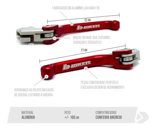 Kit Manete Biker Retratil Freio + Embreagem Crf250r Crf450r - Image 4